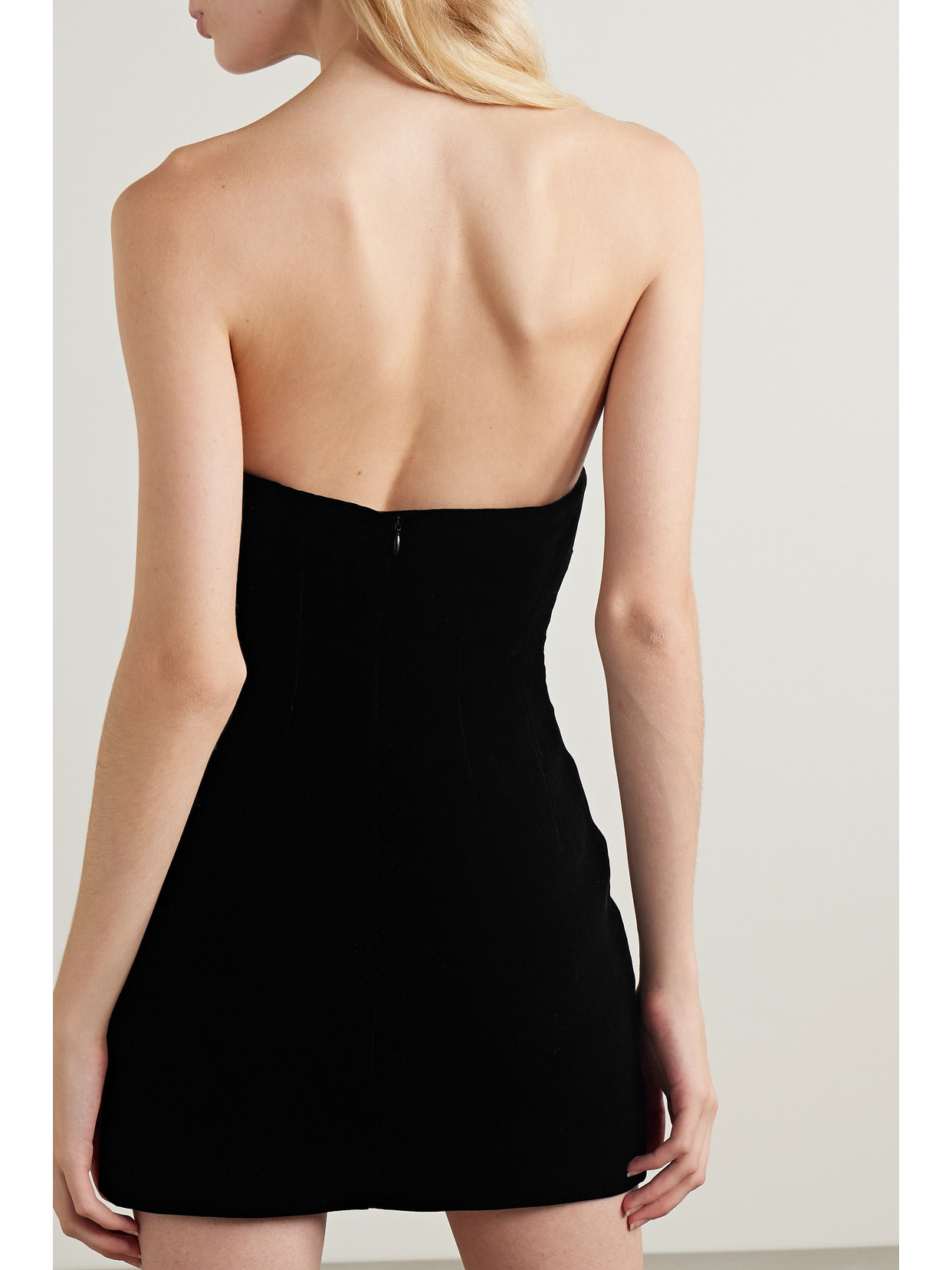 Shop Wardrobe.nyc Strapless Velvet Mini Dress In Black