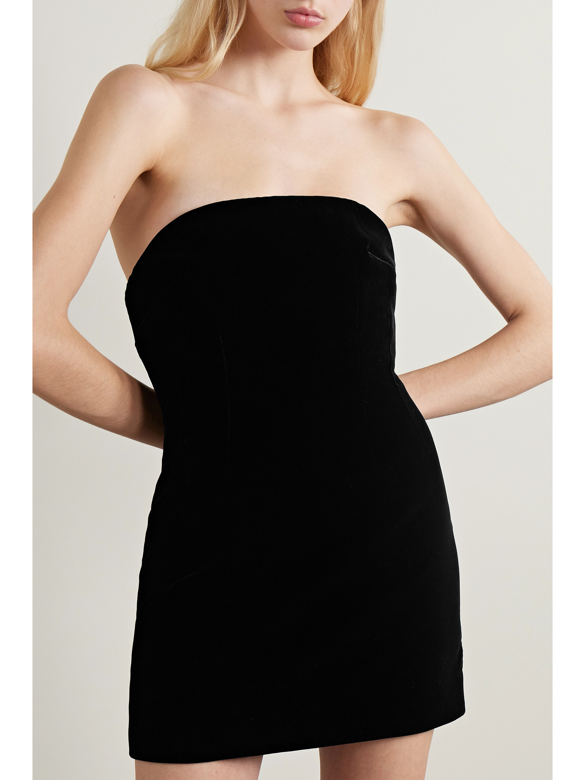 Wardrobe.NYC Strapless velvet mini dress