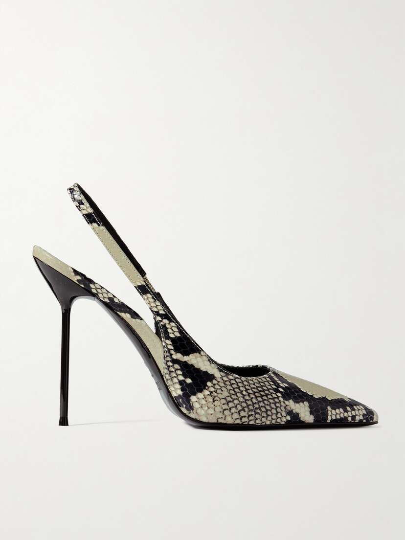 Paris Texas Lidia Snake-effect Leather Slingback Pumps