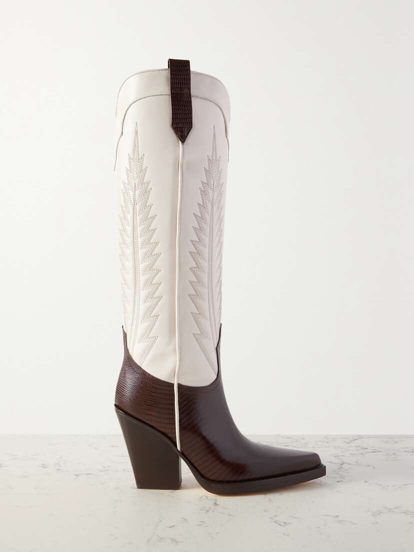 Paris Texas El Dorado Embroidered Lizard-effect Leather Cowboy Boots