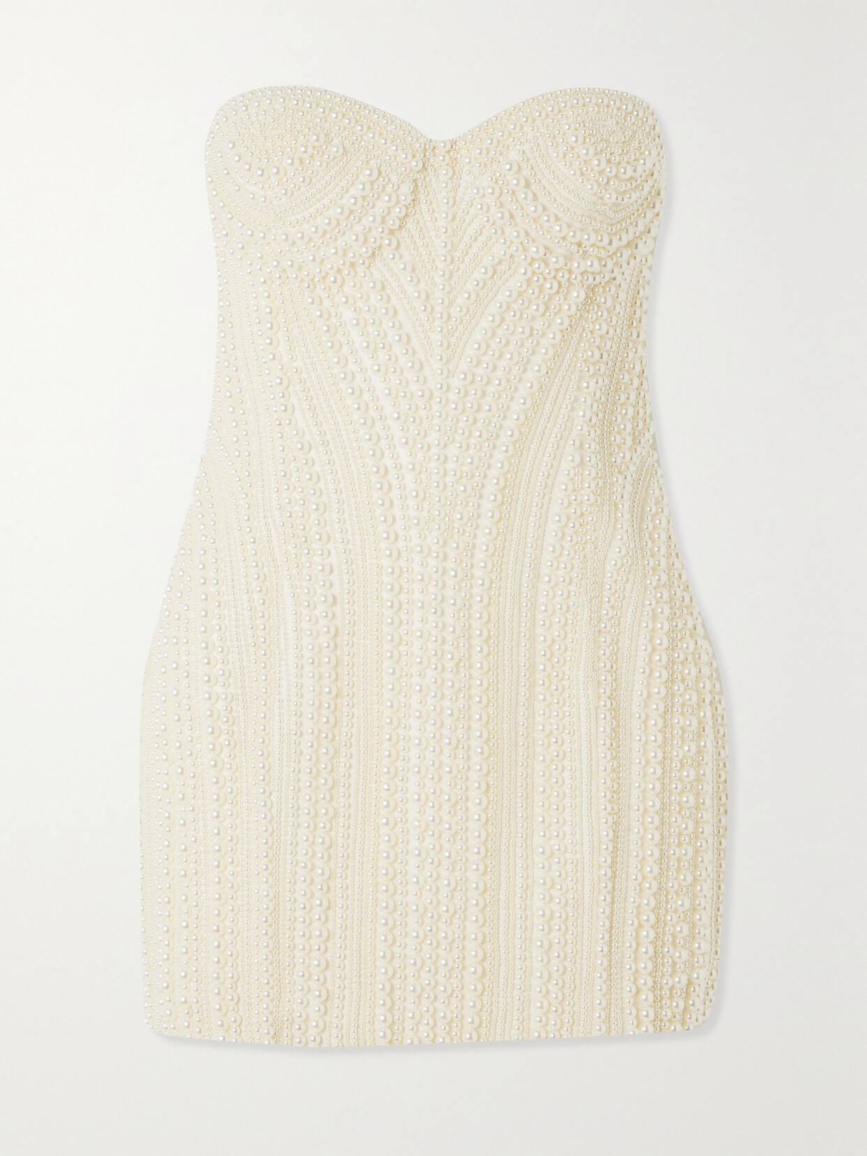 Retrofête - Deema Strapless Faux Pearl-embellished Crepe Mini Dress - Ivory