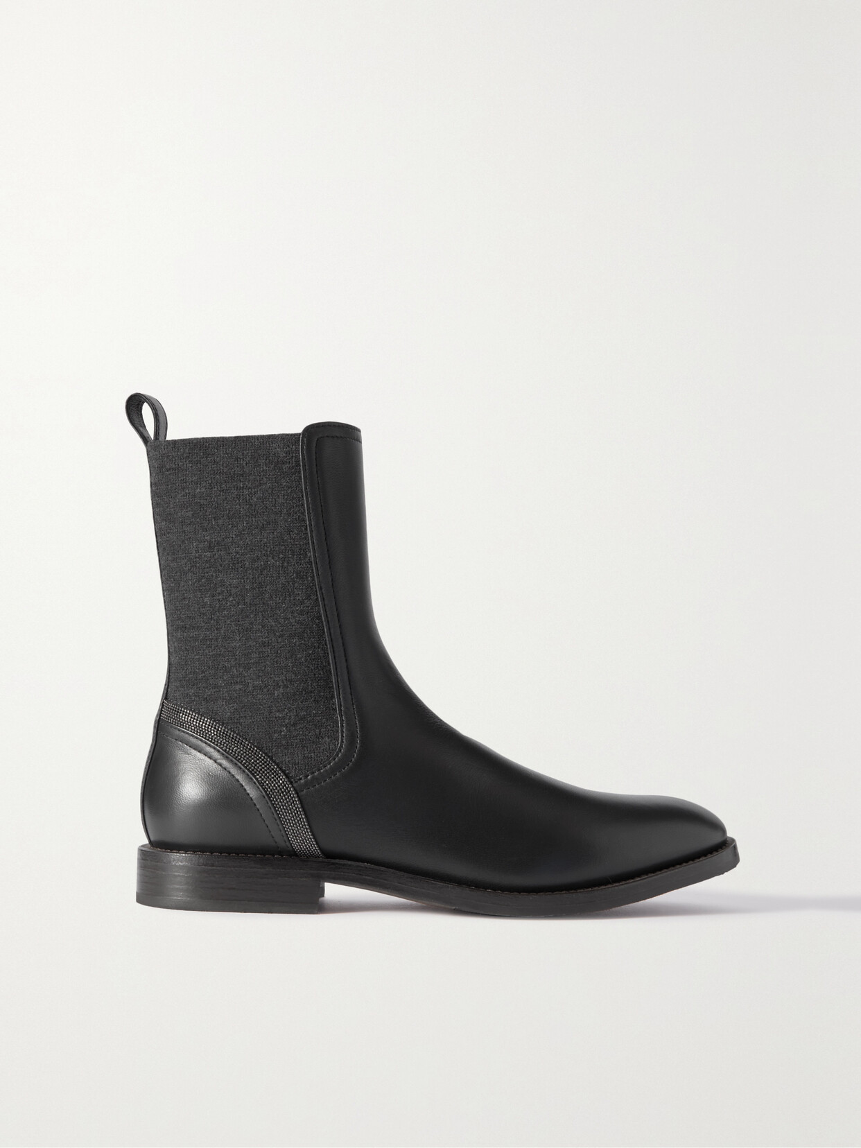 Brunello Cucinelli Embellished Leather Chelsea Boots In Black