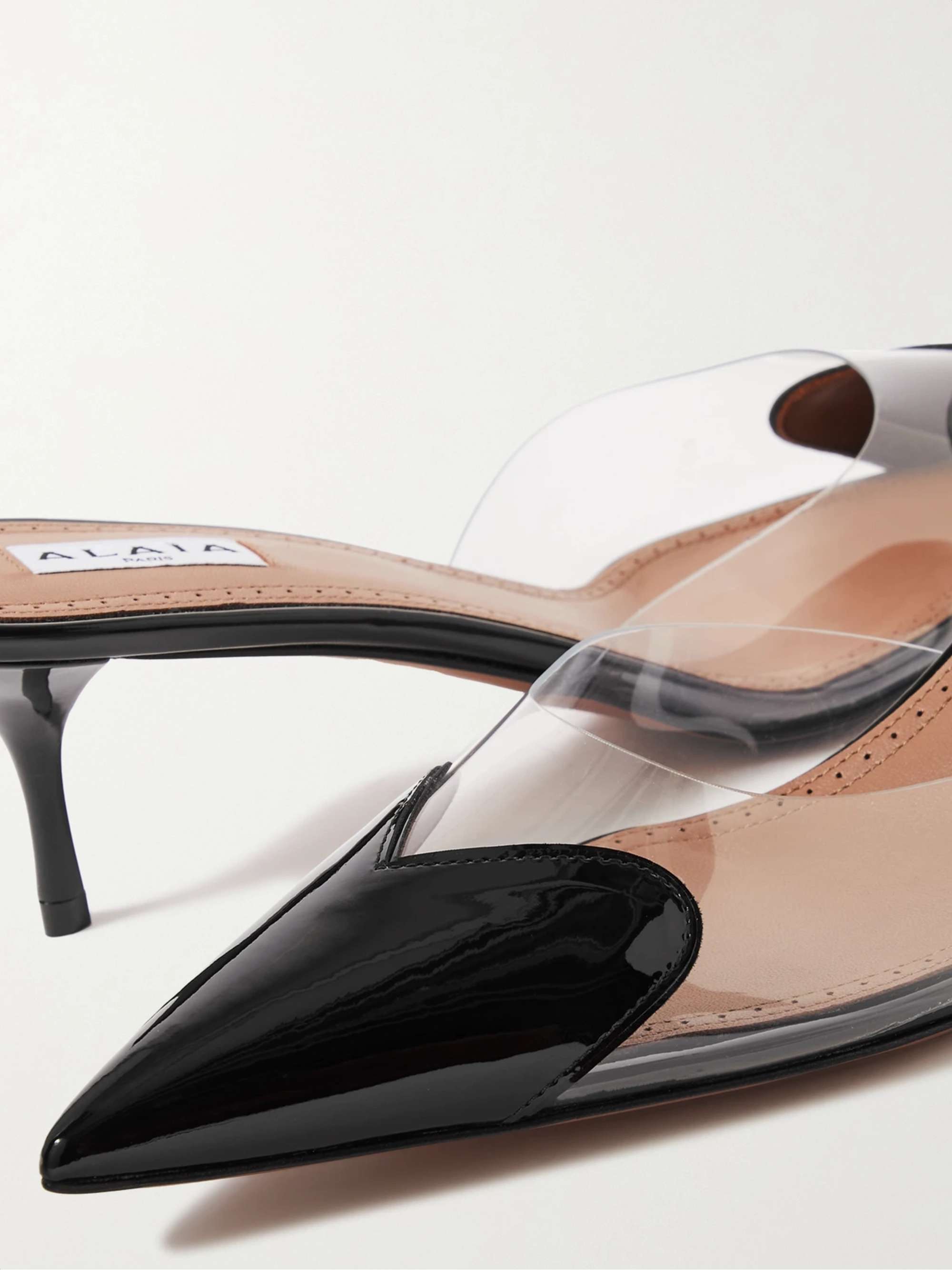 ALAÏA Coeur 55 PVC and patent-leather mules