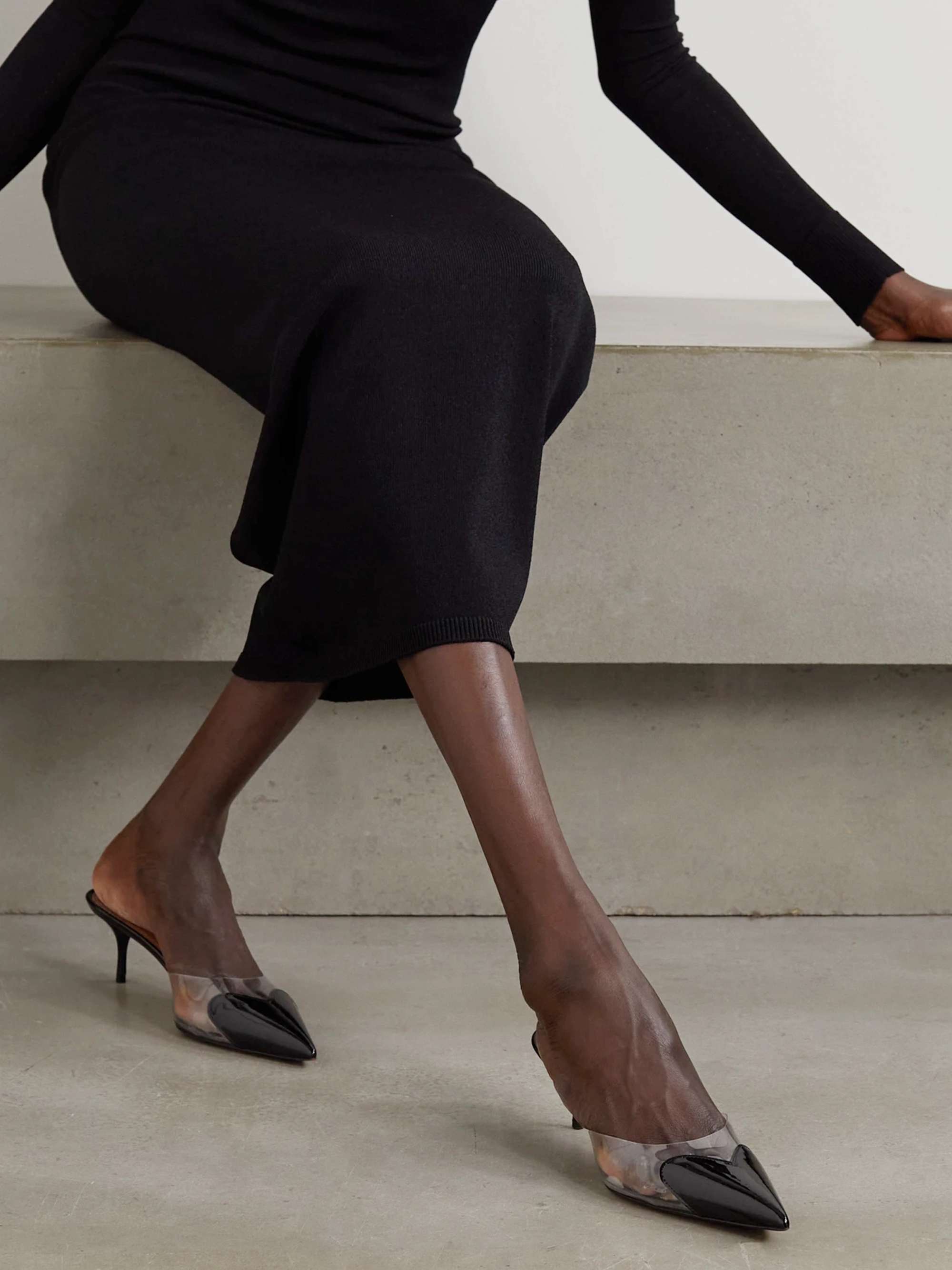 ALAÏA Coeur 55 PVC and patent-leather mules