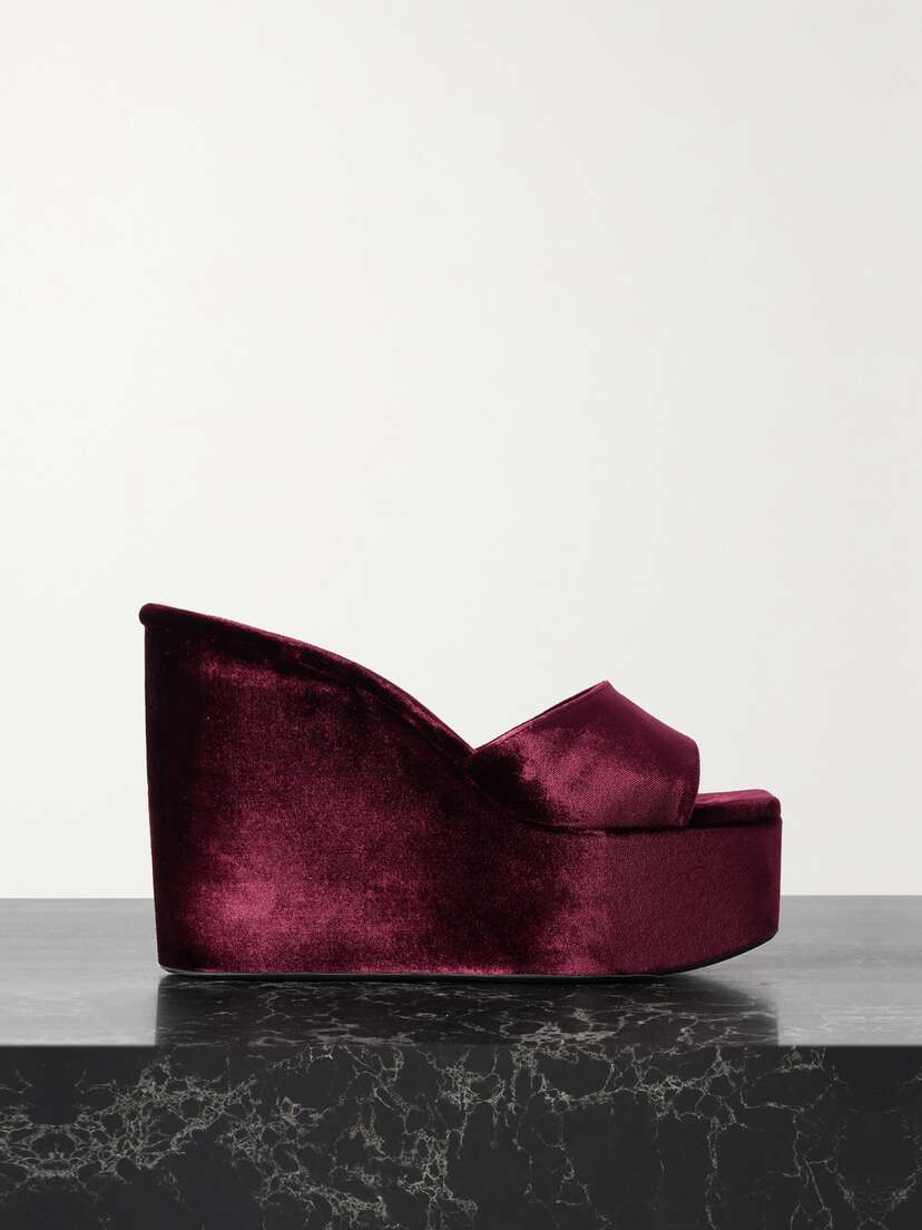 Alaïa Velvet Wedge Mules