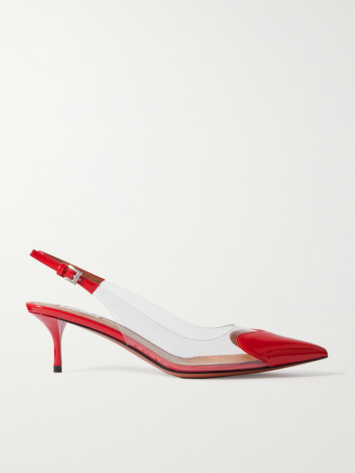 Alaïa Caur 55 Pu And Patent-leather Slingback Pumps In Red