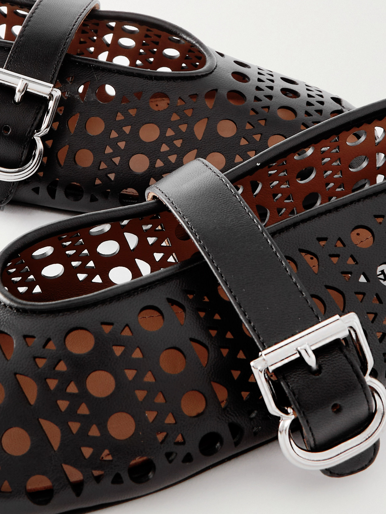 Alaïa - Perforated Leather Ballet Pumps