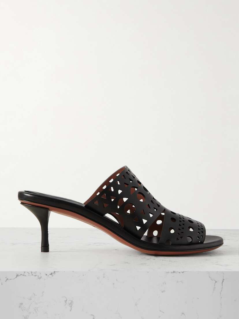 Alaïa 55 Laser-cut Leather Mules