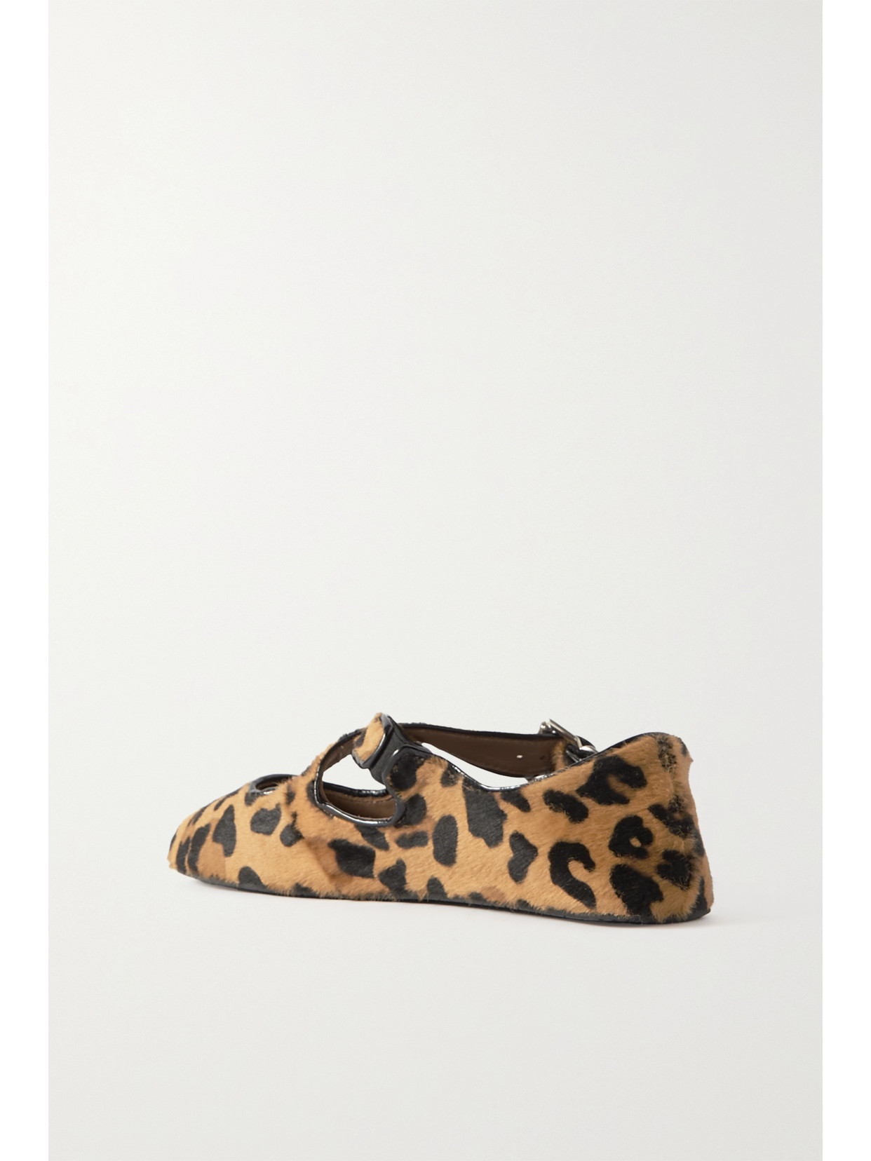 Shop Alaïa Criss Cross Patent-leather Trimmed Leopard-print Calf Hair Ballet Flats