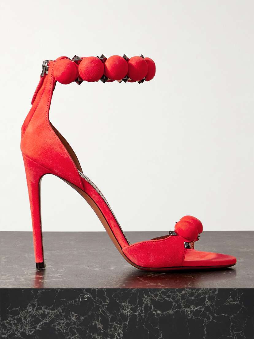 Alaïa La Bombe 110 Studded Suede Sandals