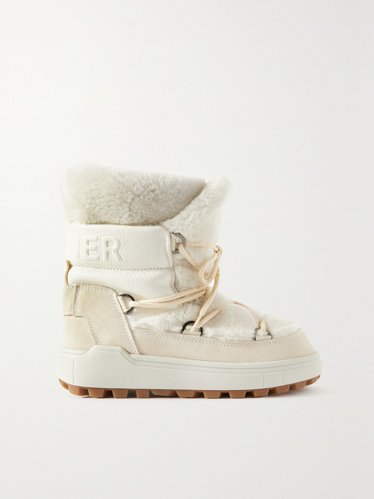 Bogner Chamonix Shearling, Leather And Suede Snow Boots In Off-white