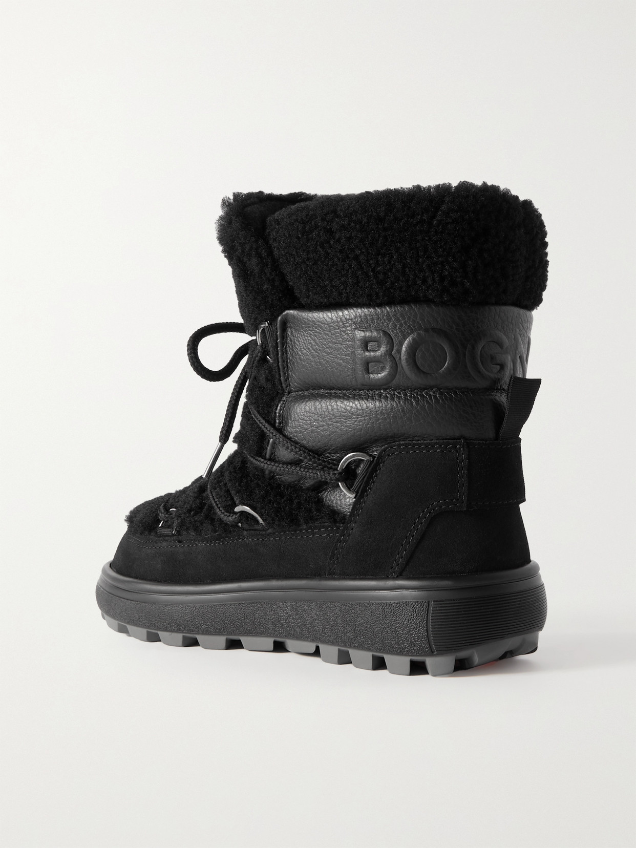 Bogner Chamonix Shearling, Leather And Suede Snow Boots In Black