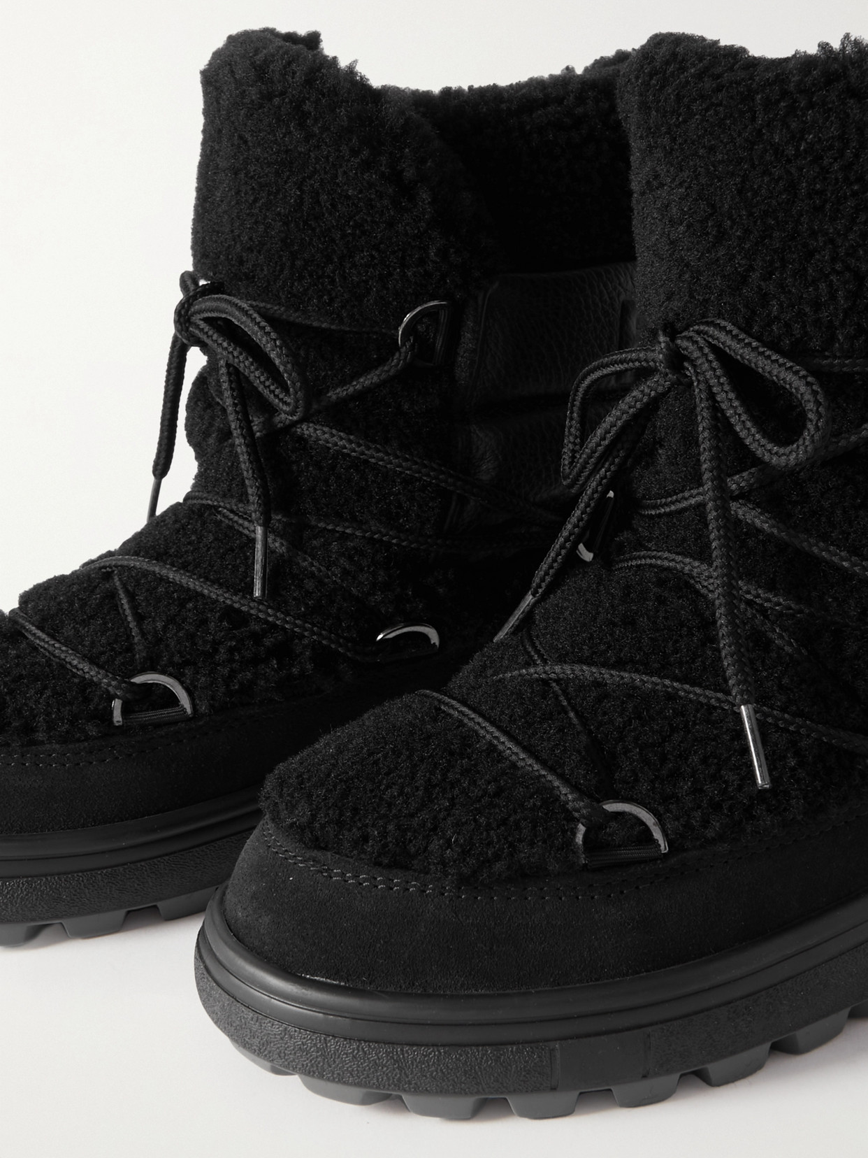 Bogner Chamonix Shearling, Leather And Suede Snow Boots In Black