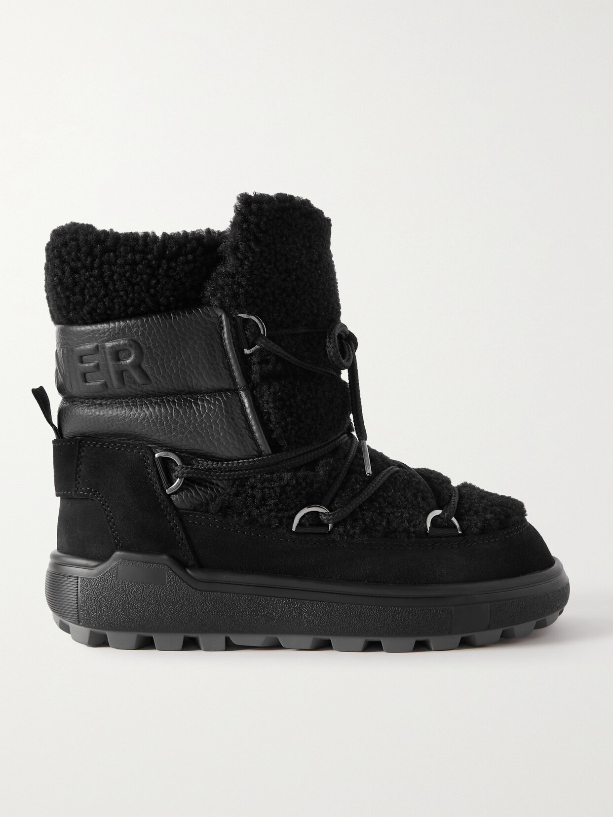 Bogner Chamonix Shearling, Leather And Suede Snow Boots In Black