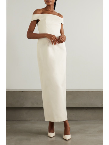 Gabriela Hearst + NET SUSTAIN Sloane off-the-shoulder organic wool and silk-blend maxi dress