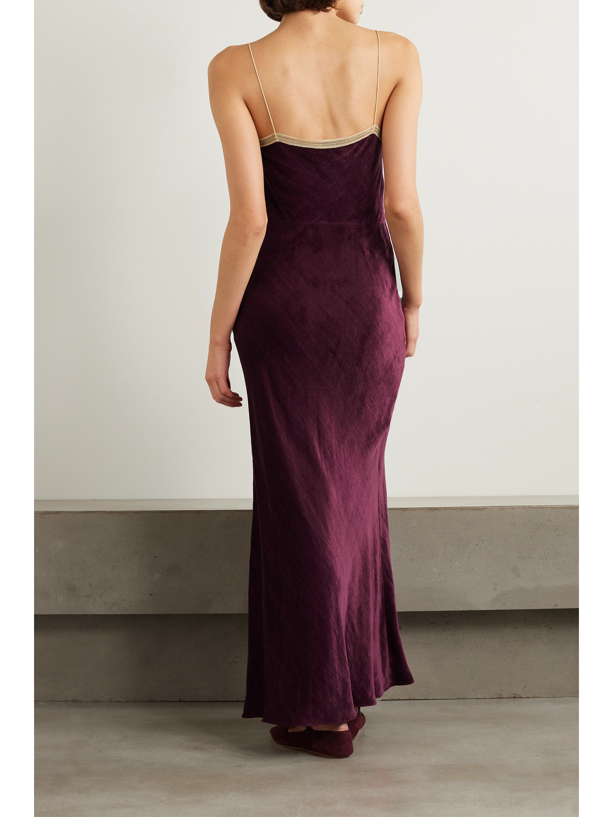 Gabriela Hearst + Net Sustain Adolphine Organic Silk-voile And Velvet Maxi Dress In Red