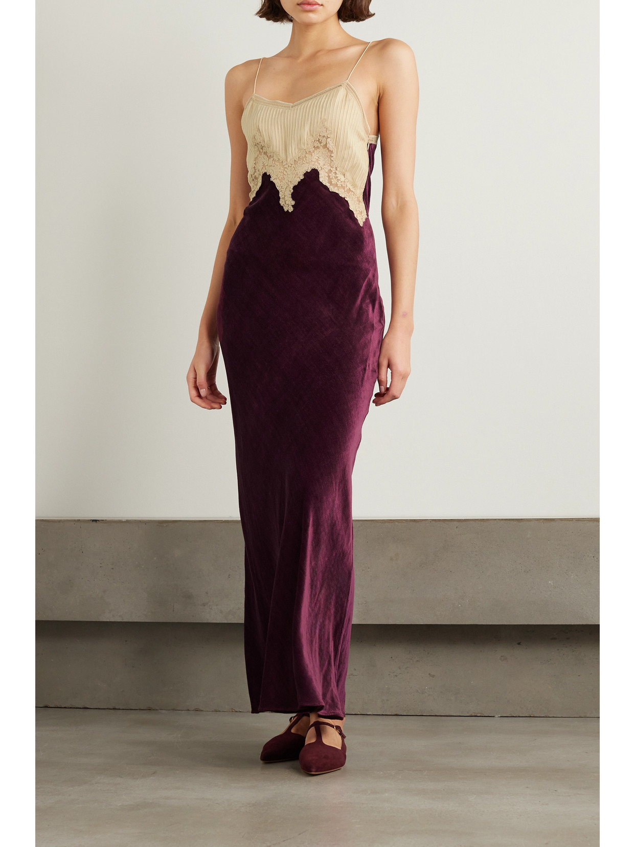 Gabriela Hearst + Net Sustain Adolphine Organic Silk-voile And Velvet Maxi Dress In Red