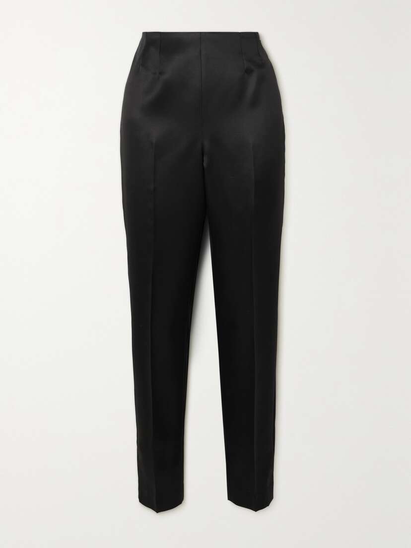 Gabriela Hearst + Net Sustain Masto Organic Wool And Silk-blend Satin Tapered Pants