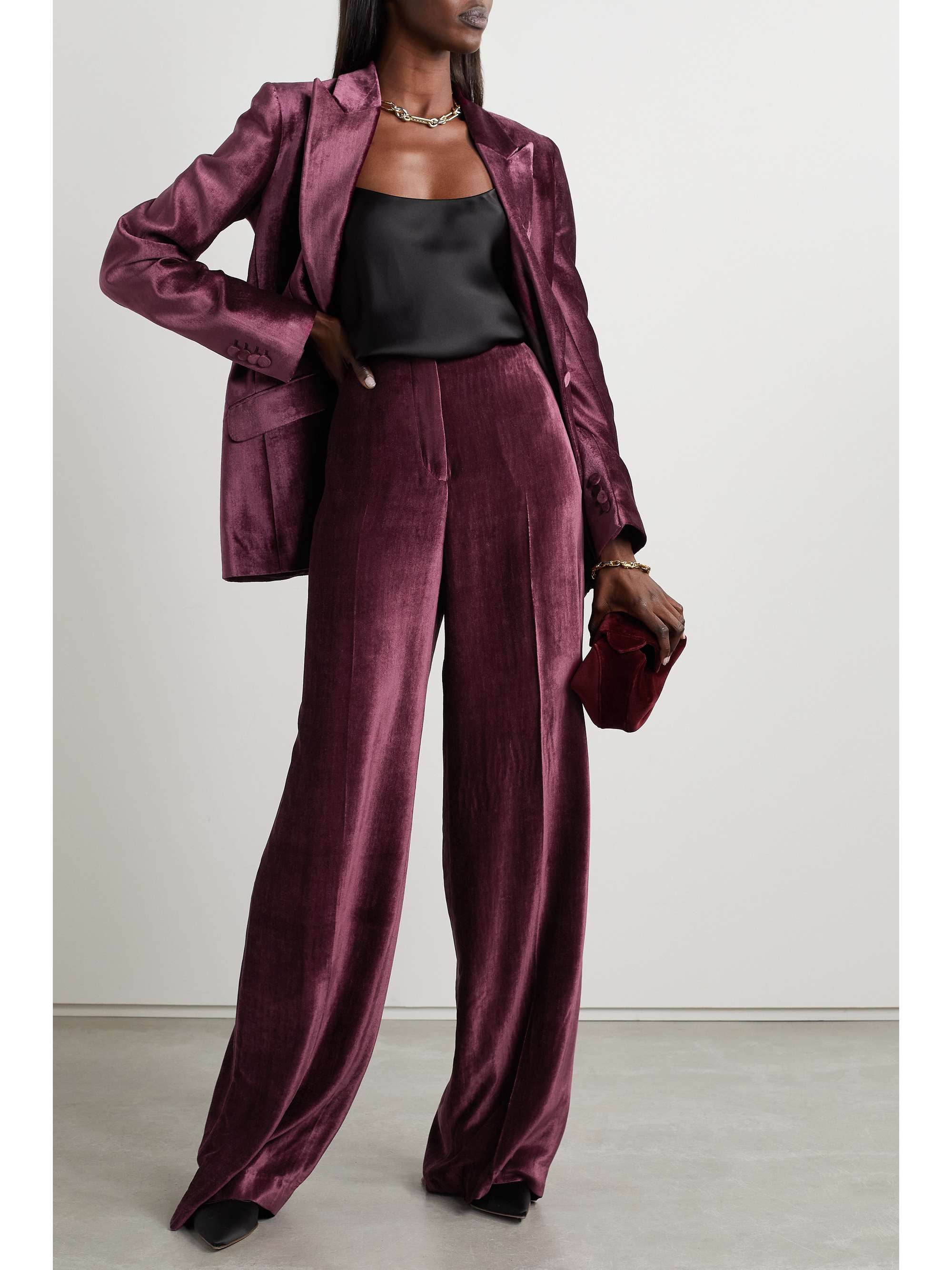 GABRIELA HEARST + NET SUSTAIN Boyne organic silk-velvet wide-leg