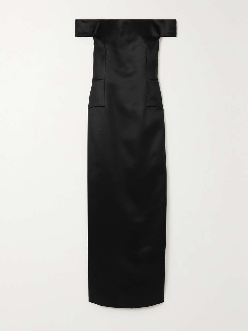 Gabriela Hearst + Net Sustain Sloane Off-the-shoulder Organic Wool And Silk-blend Maxi Dress