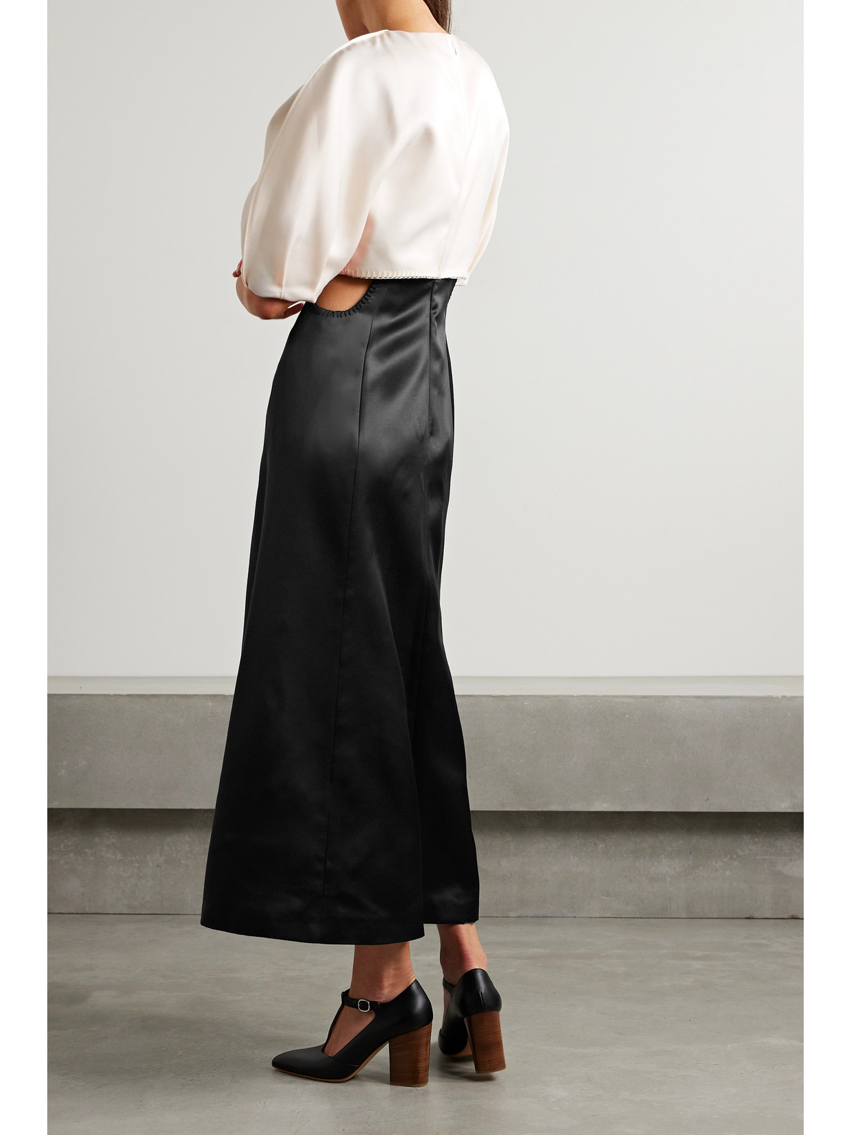 Gabriela Hearst Monod Cutout Wool And Silk-blend Duchesse-satin Maxi Dress In Black