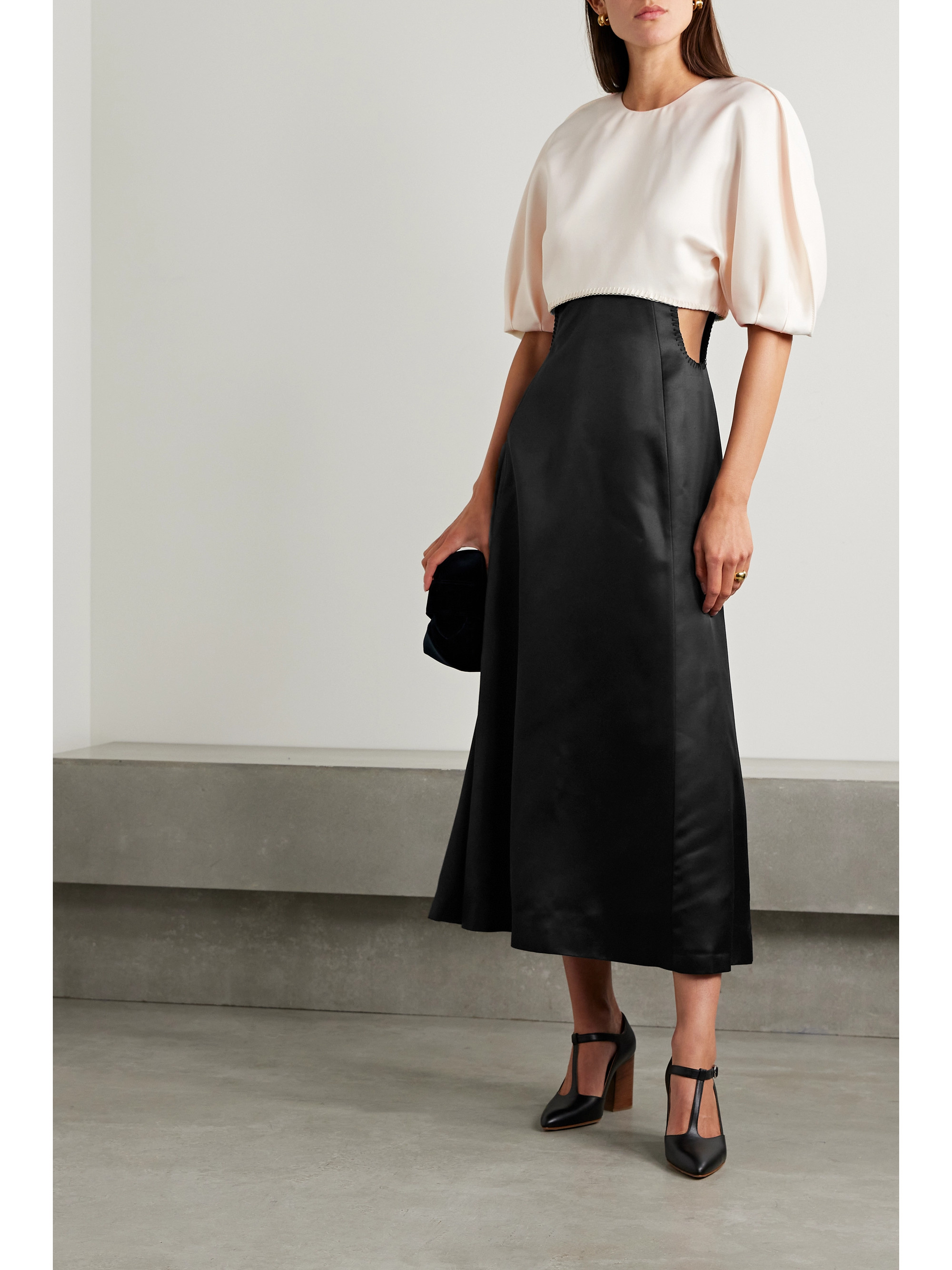 Gabriela Hearst Monod cutout wool and silk-blend duchesse-satin maxi dress