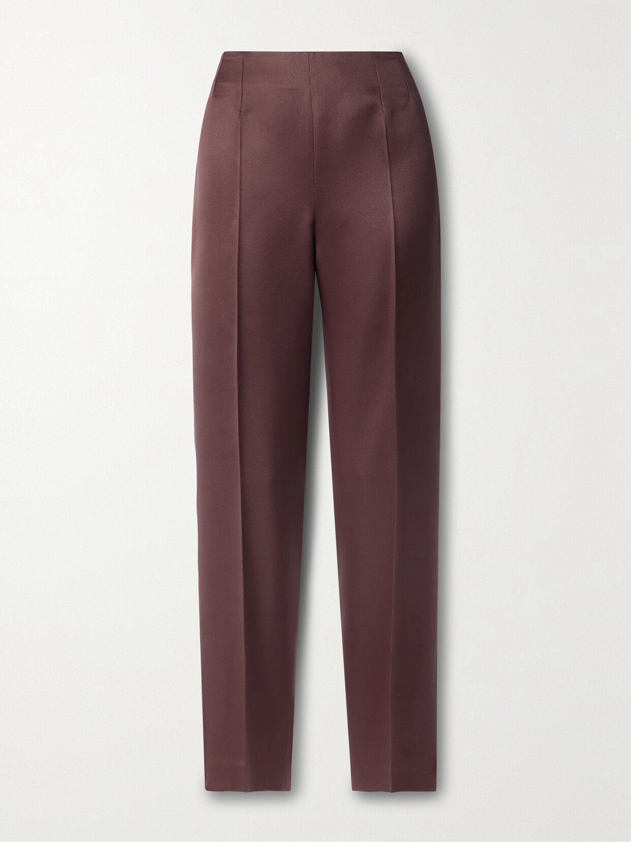 Gabriela Hearst Masto Organic Wool And Silk-blend Satin Tapered Pants In Burgundy