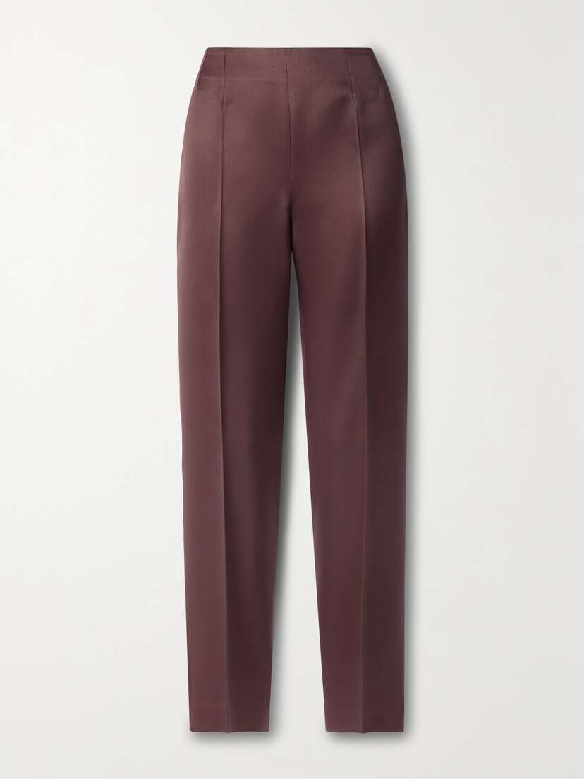 Gabriela Hearst Masto Organic Wool And Silk-blend Satin Tapered Pants