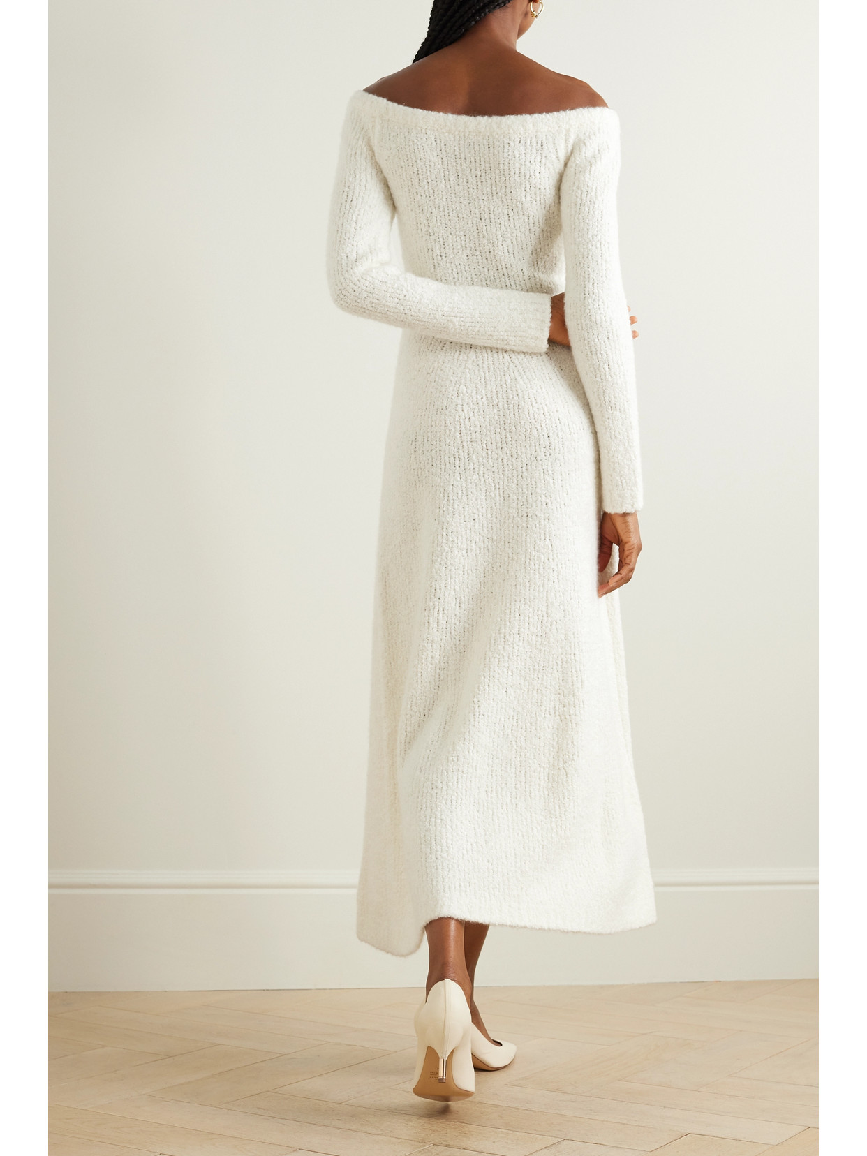 Gabriela Hearst + Net Sustain Gertrude Belted Organic Cashmere And Silk-blend Bouclé Maxi Dress In Ivory