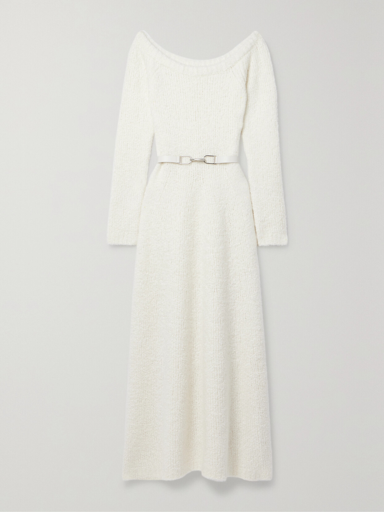 Gabriela Hearst - Gertrude Off-the-shoulder Belted Cashmere And Silk-blend Bouclé Maxi Dress - Ivory