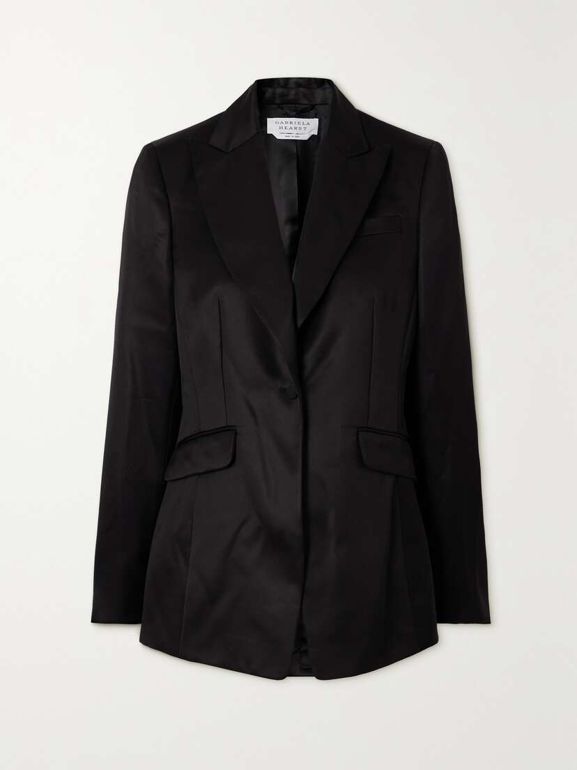 Gabriela Hearst + Net Sustain Serge Embellished Organic Wool And Silk-blend Satin Blazer