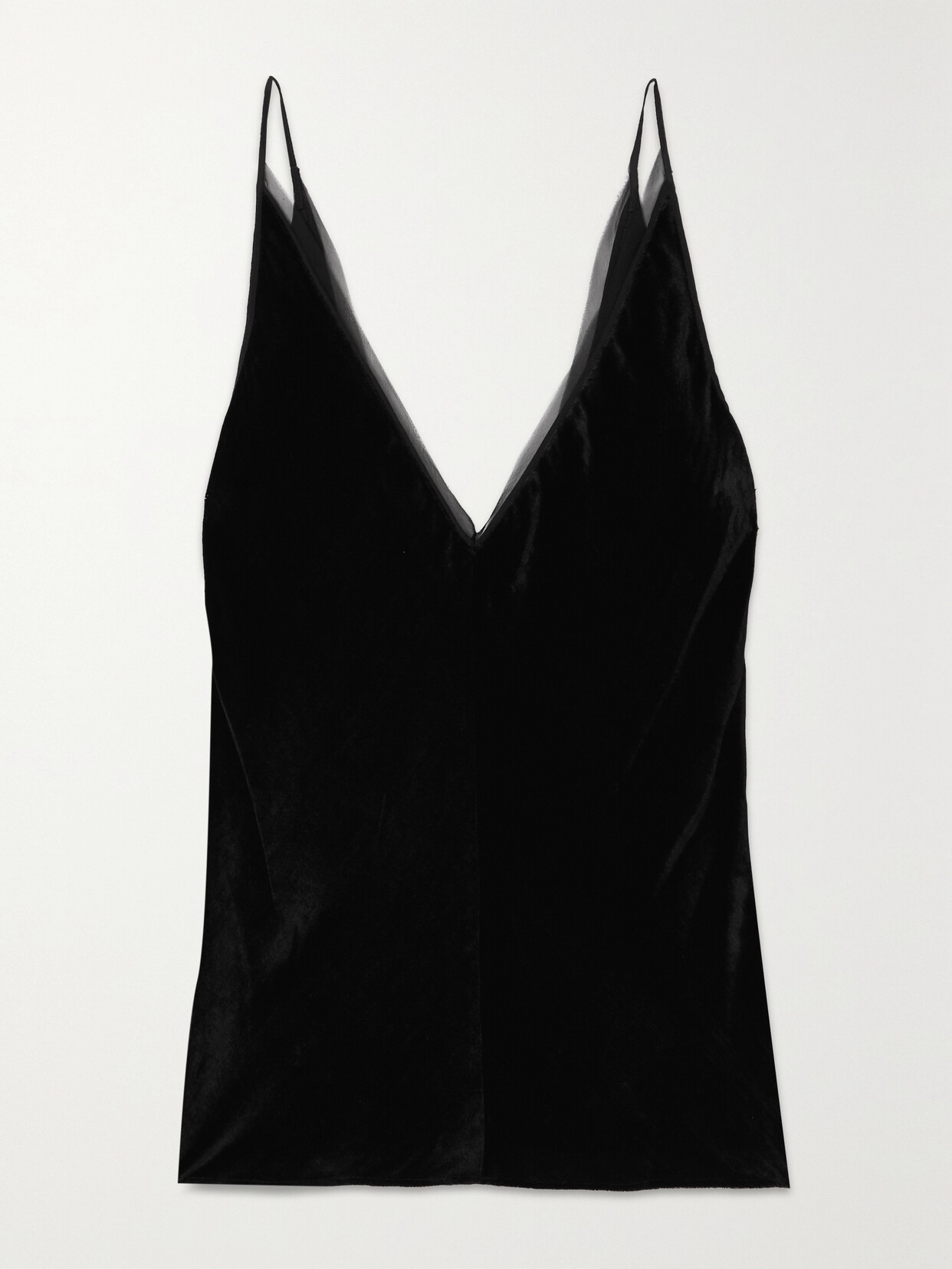 Gabriela Hearst + Net Sustain Maria Chiffon-trimmed Organic Silk-velvet Camisole In Black