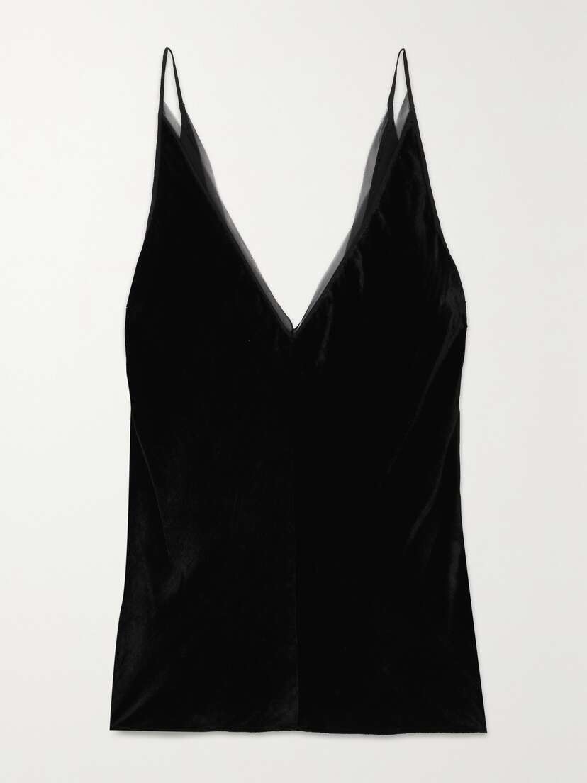Gabriela Hearst + Net Sustain Maria Chiffon-trimmed Organic Silk-velvet Camisole