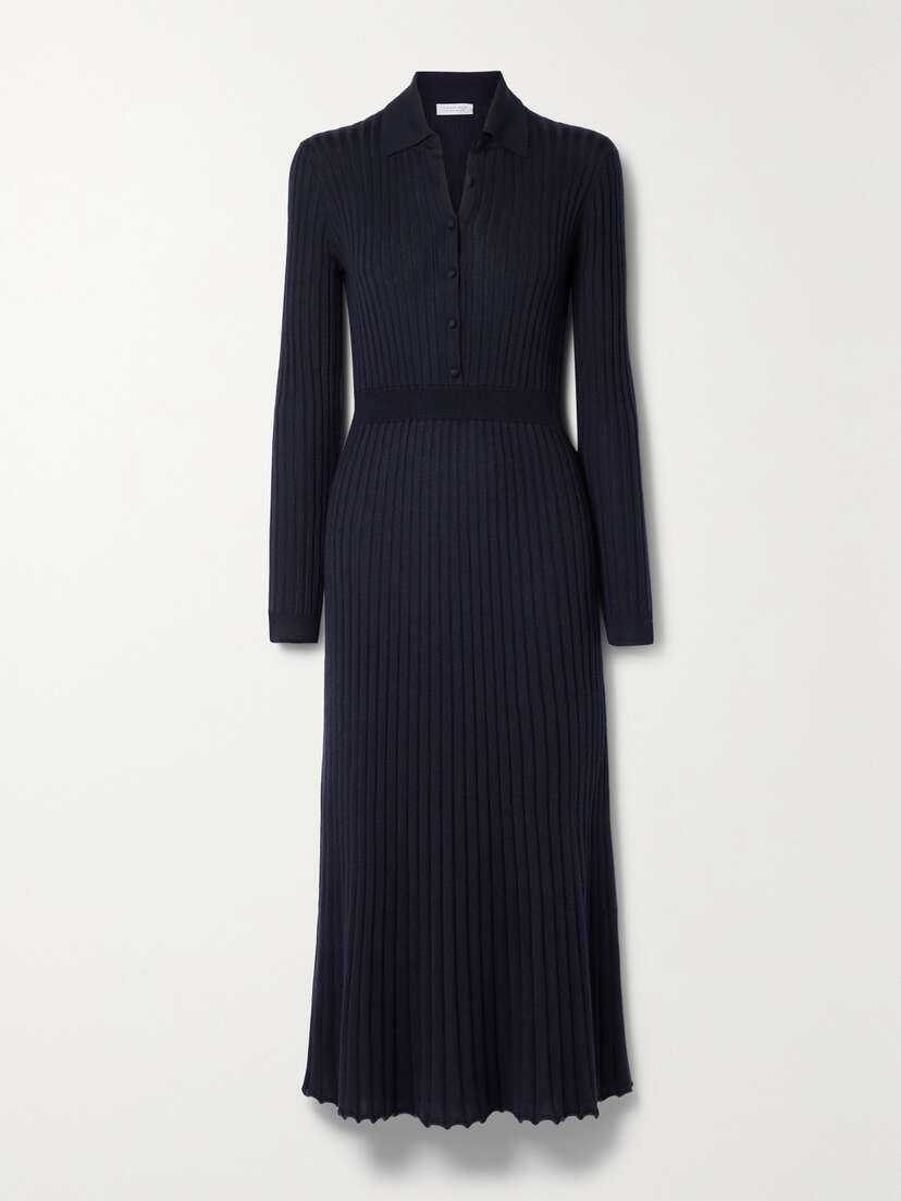 Gabriela Hearst Ador Ribbed Cashmere And Silk-blend Midi Dress - x large