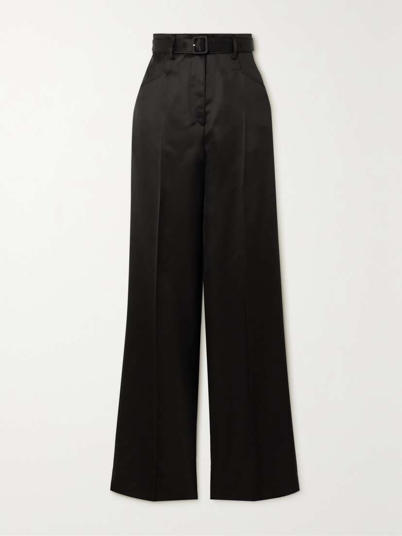 Gabriela Hearst Norman Belted Wool And Silk-blend Straight-leg Pants