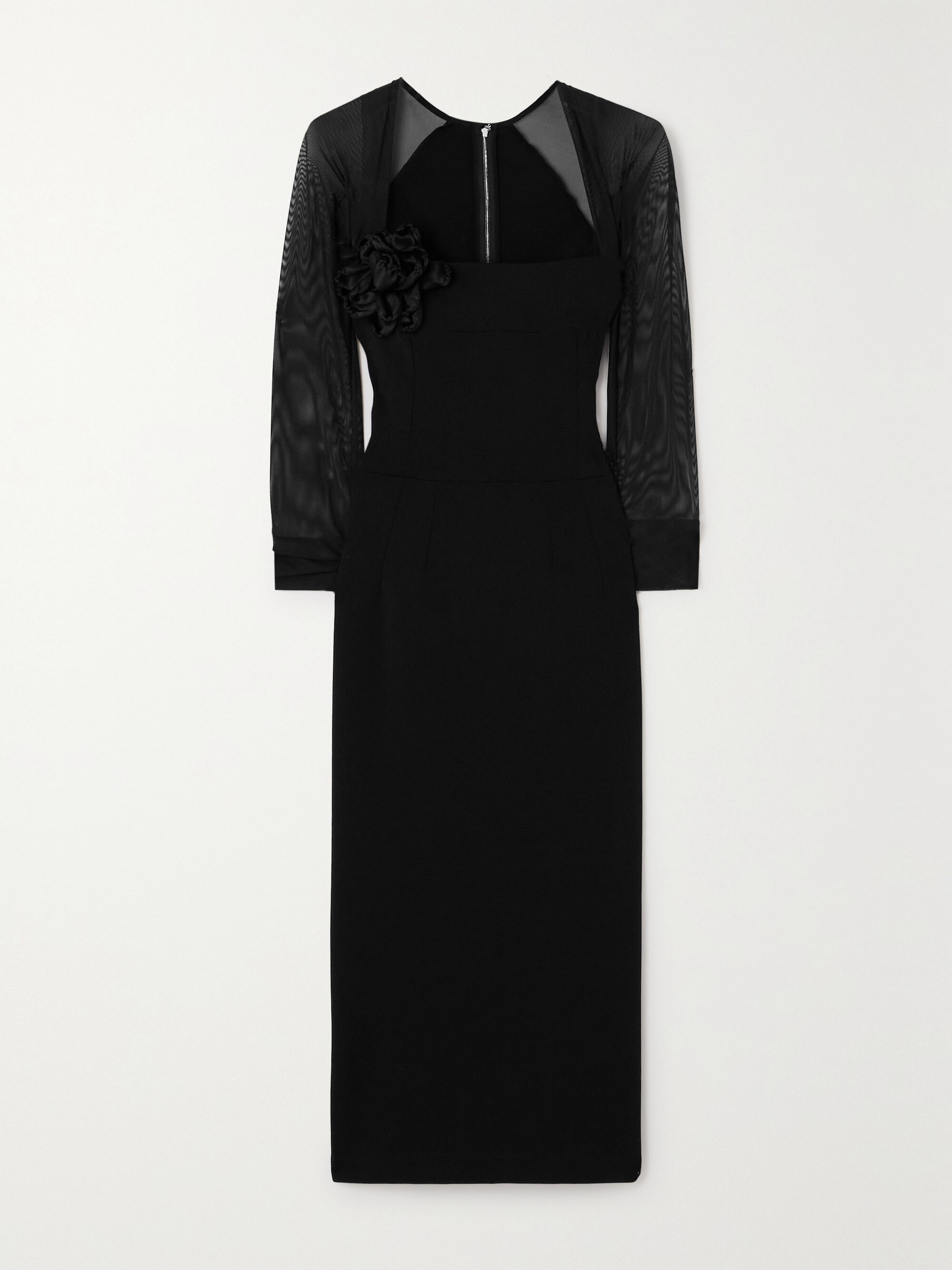 Dolce&Gabbana Appliquéd tulle-trimmed stretch-jersey midi dress thumbnail