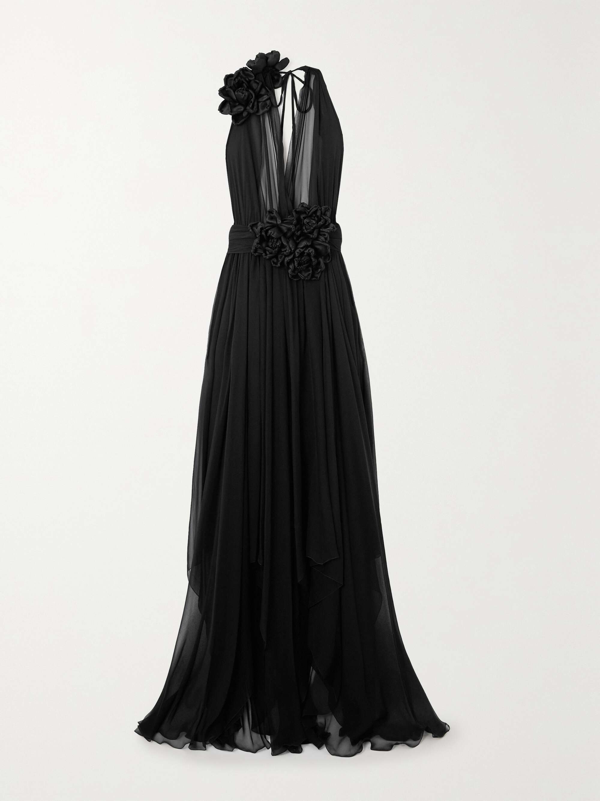 DOLCE&GABBANA Appliquéd chiffon and crepe de chine gown