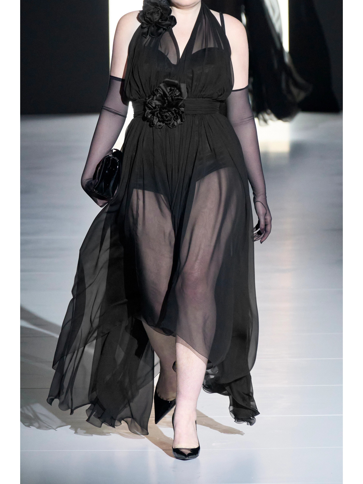 Dolce & Gabbana Appliquéd Chiffon And Crepe De Chine Gown In Black