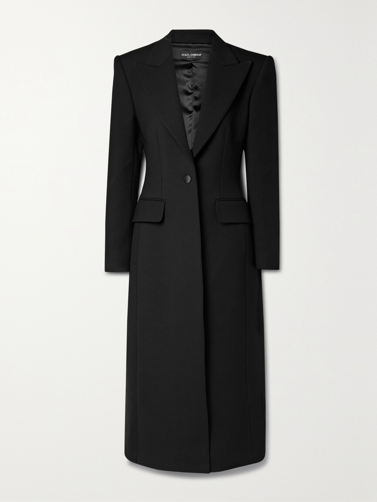 Dolce & Gabbana Long Double-breasted Wool Coat In Black