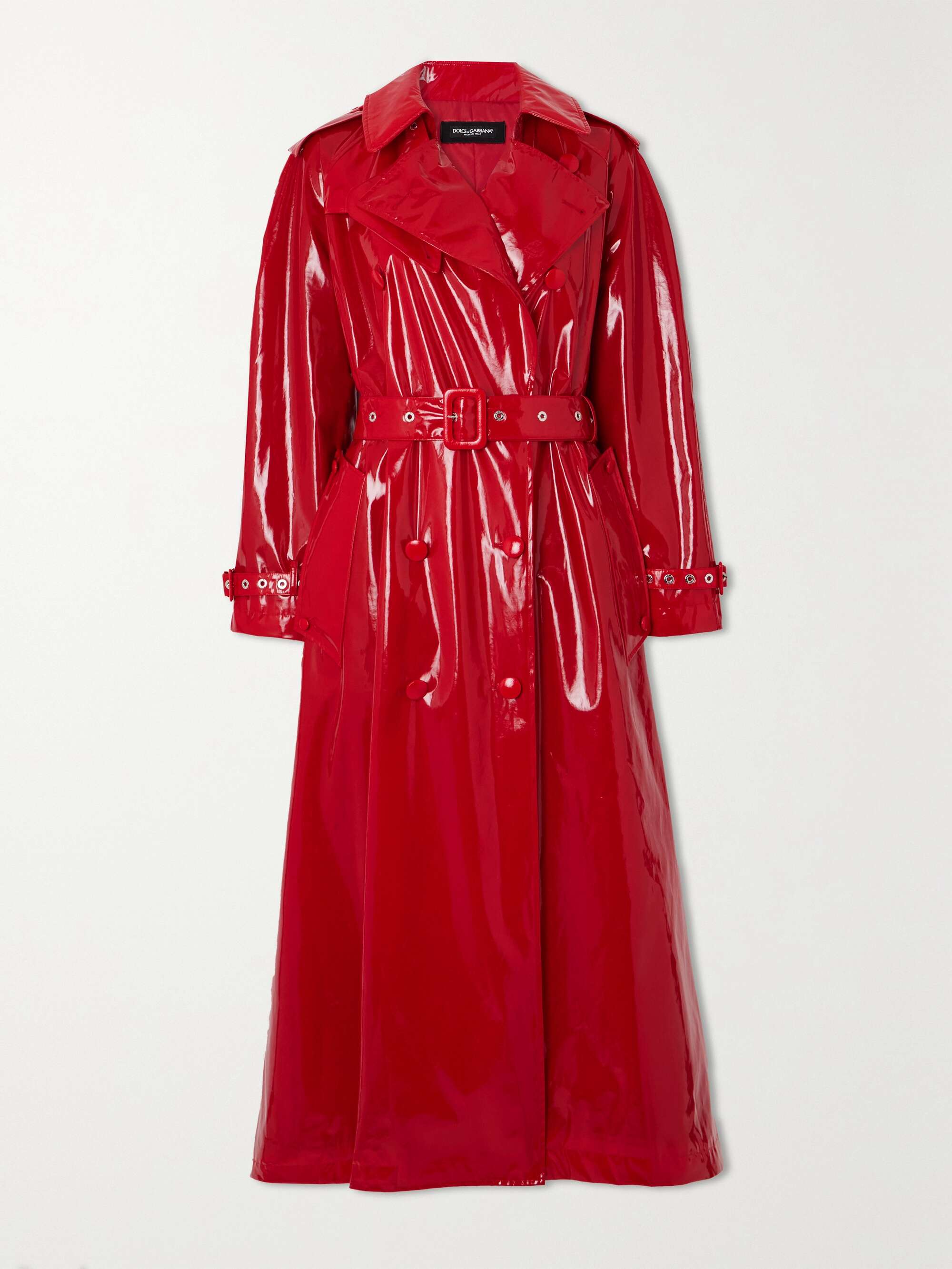 DOLCE&GABBANA Double-breasted patent faux leather coat | NET