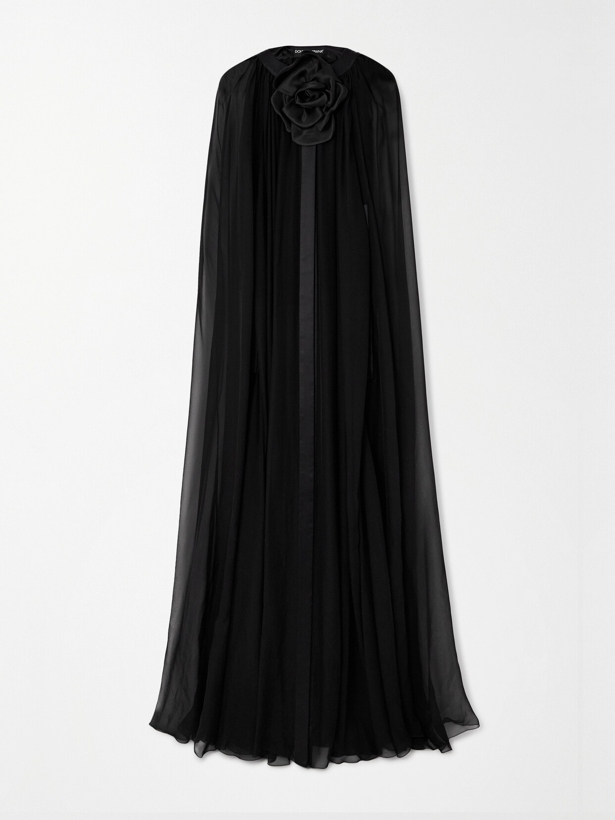 Dolce & Gabbana - Embellished Satin-trimmed Silk-chiffon Cape - Black