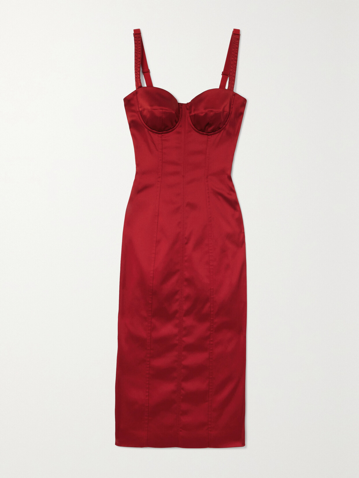 Shop Dolce & Gabbana Stretch-satin Midi Dress In Red