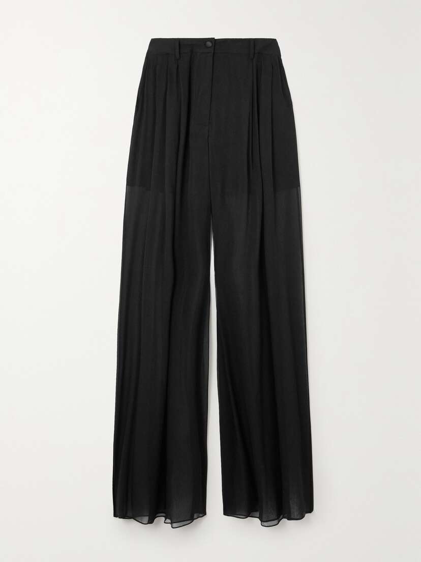 Black | Silk-chiffon Wide-leg Pants | Dolce & Gabbana | men Black | Silk-chiffon Wide-leg Pants | Dolce & Gabbana | men