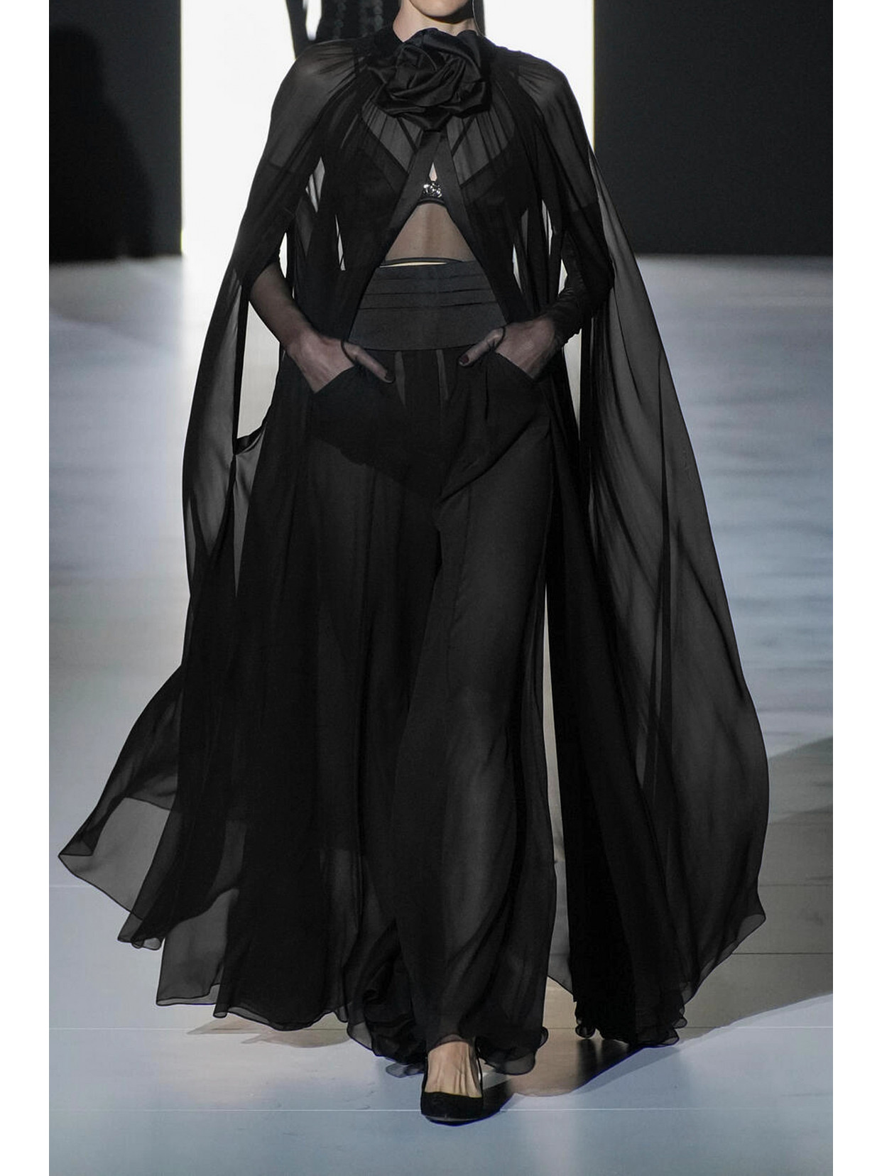 Shop Dolce & Gabbana Silk-chiffon Wide-leg Pants In Black