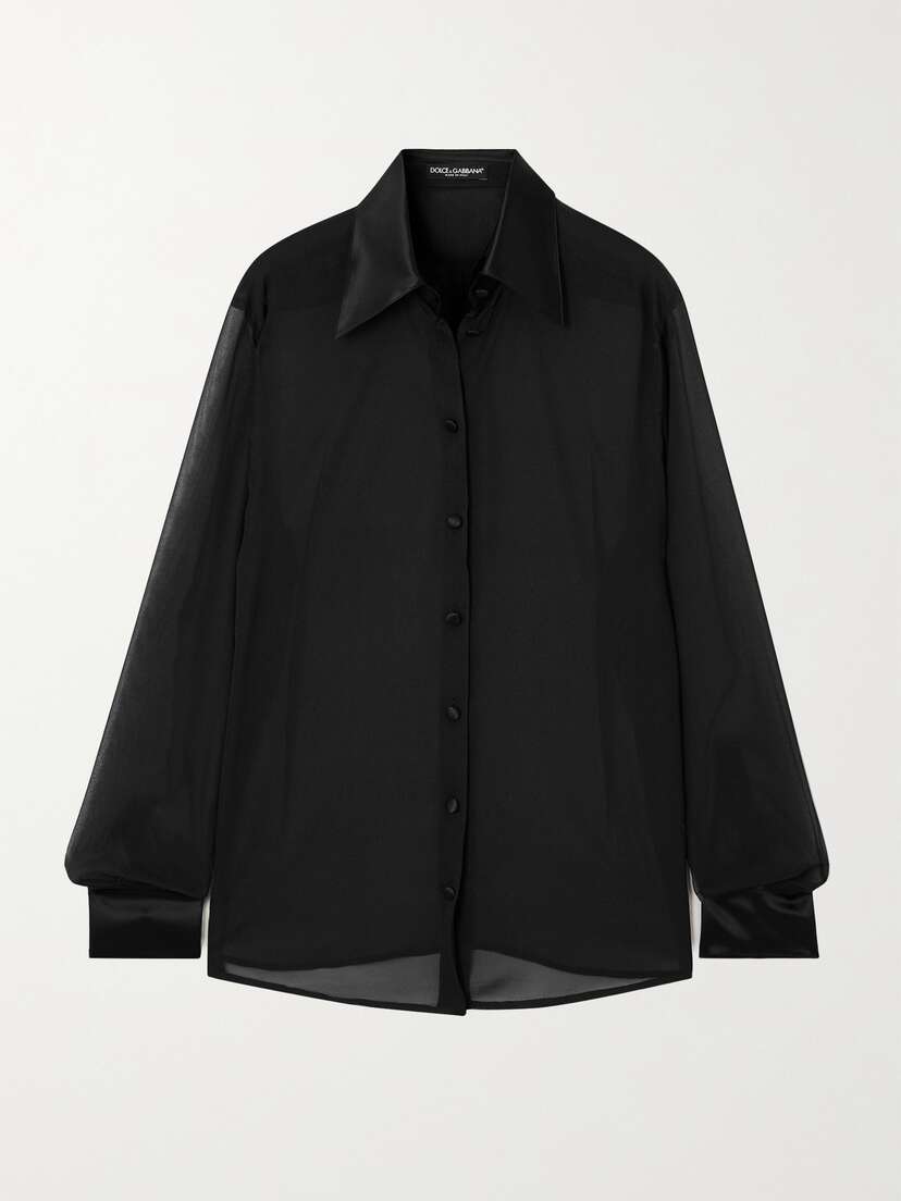 Dolce & Gabbana Satin-trimmed Silk-chiffon Shirt