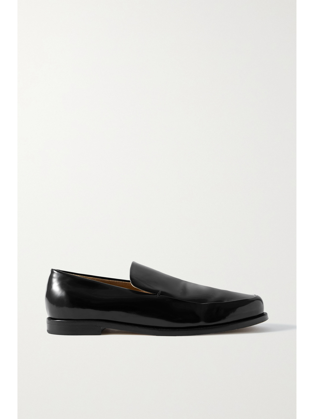 Shop Khaite Alessio Glossed-leather Loafers In Black