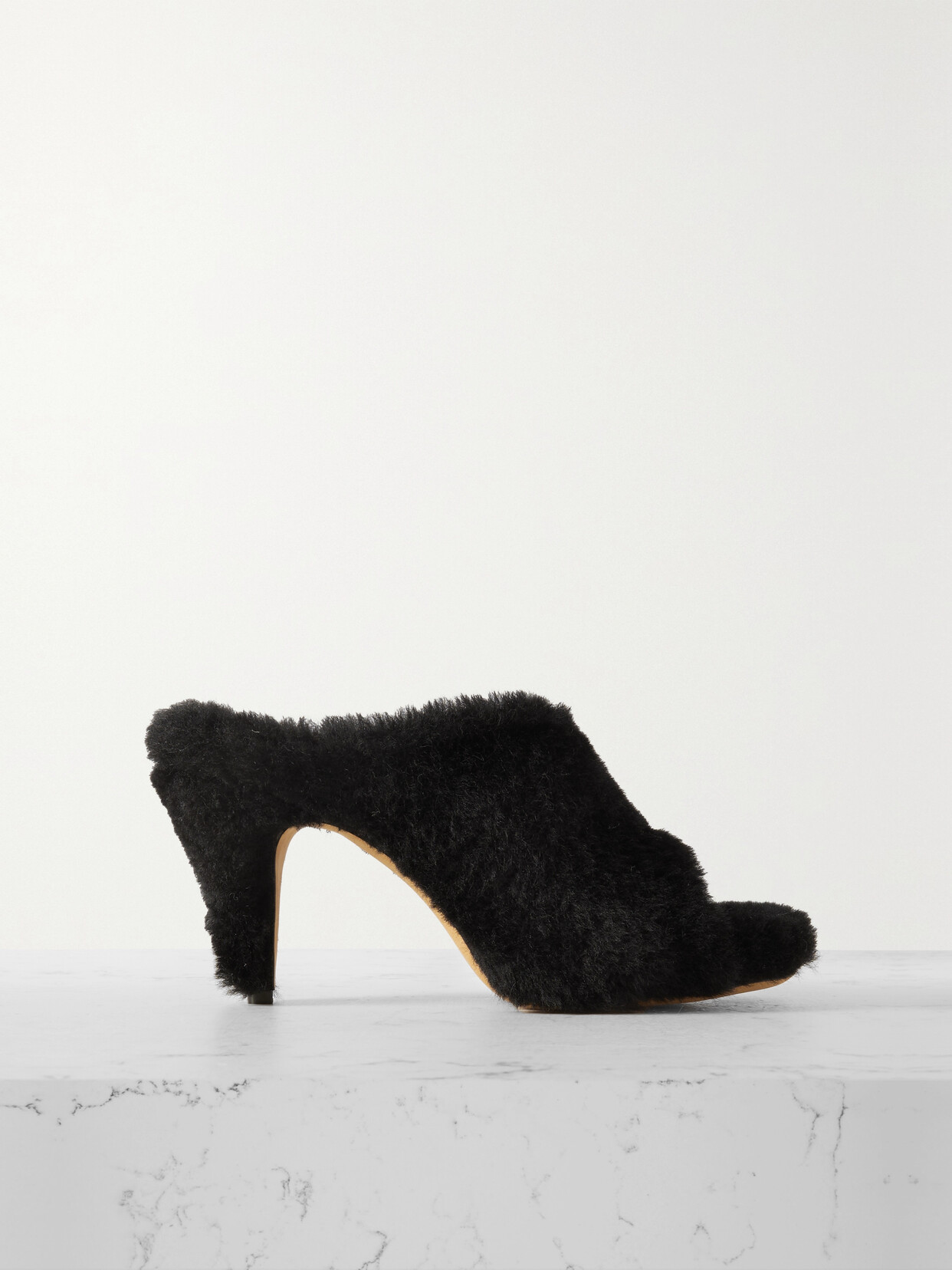 Shop Khaite Marion Shearling Mules In Black