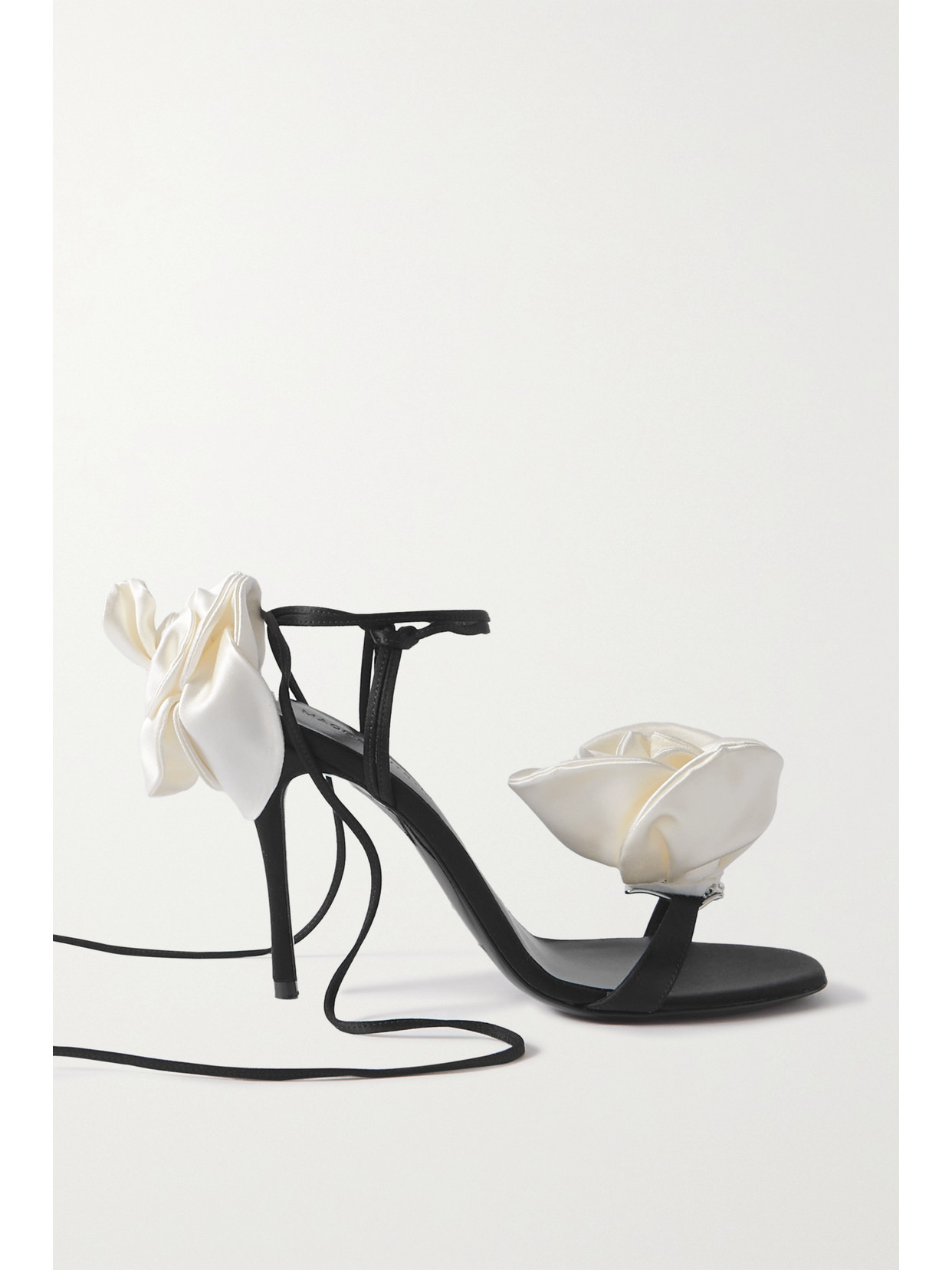 Magda Butrym Appliquéd Satin Sandals In Black