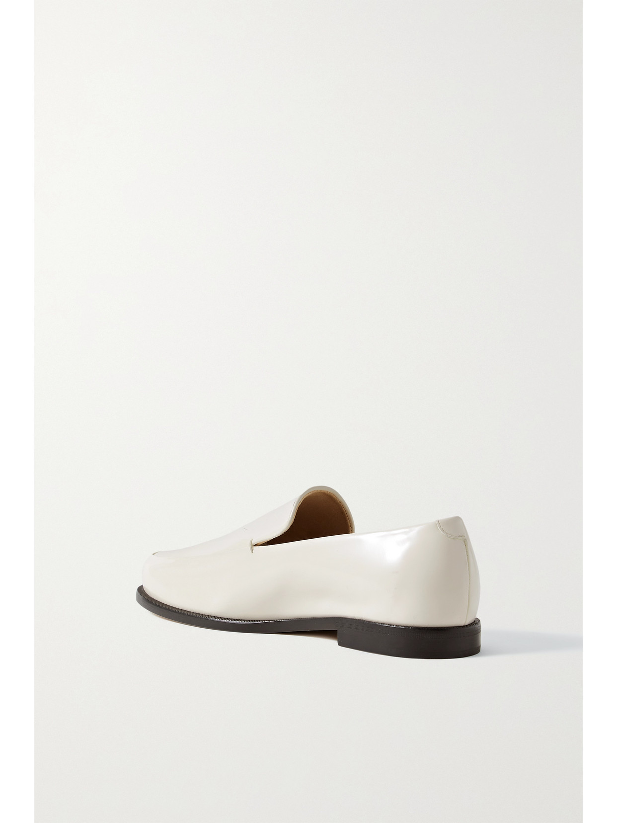Khaite Alessio Glossed-leather Loafers In Off-white