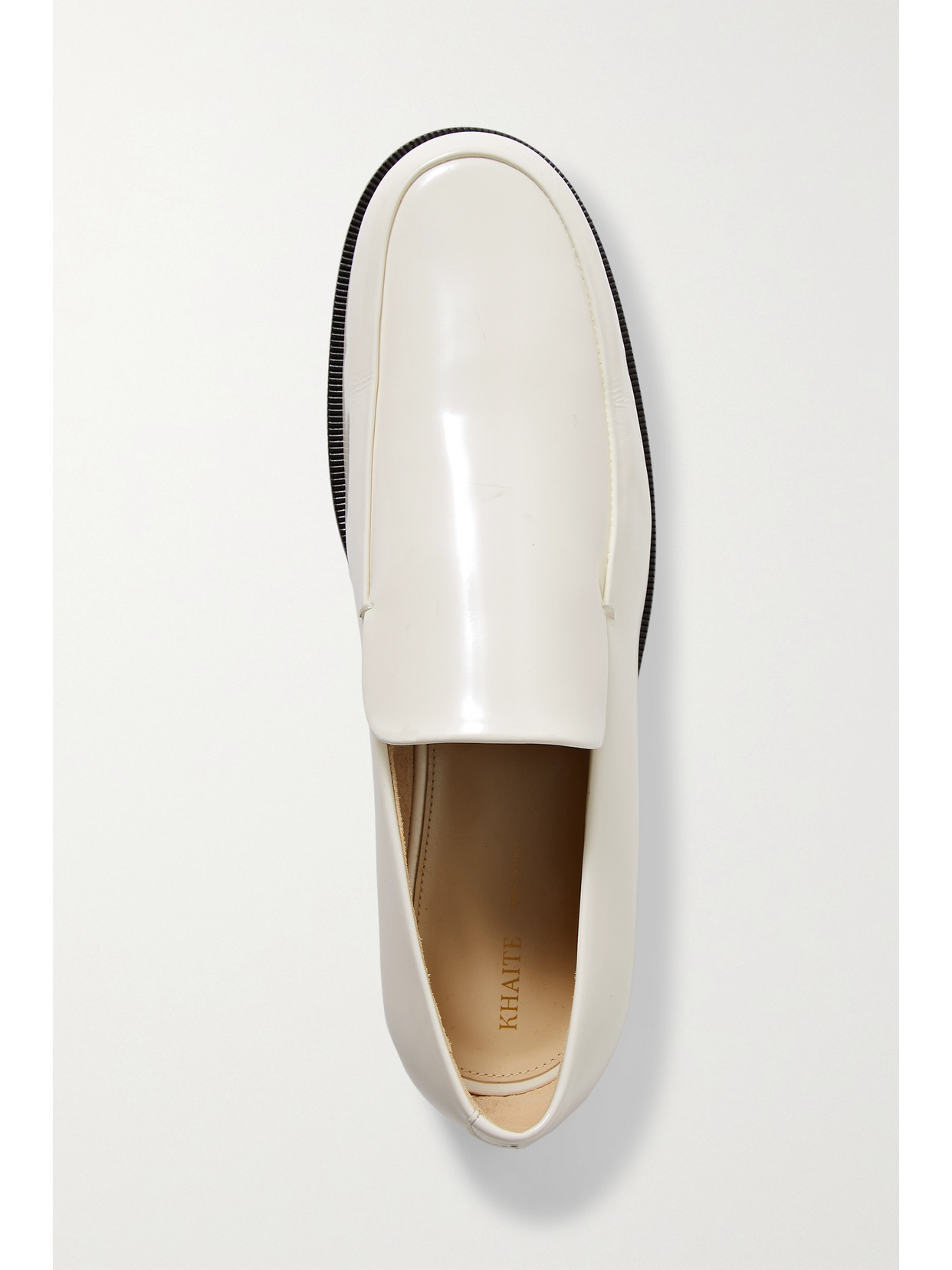 Khaite Alessio Glossed-leather Loafers In Off-white